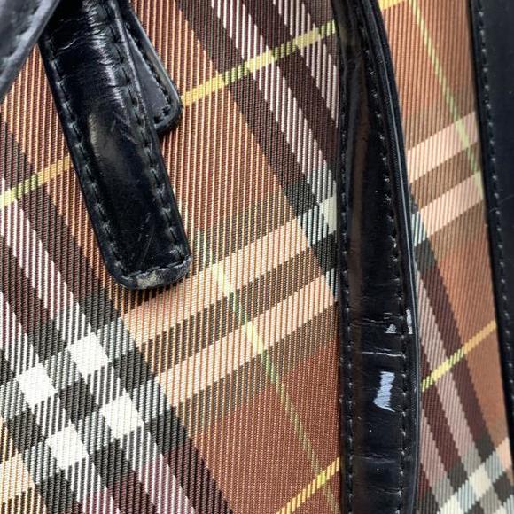 Burberry Blue Label Plaid Nylon Vertical Tote Bag Brown - Picture 10 of 10